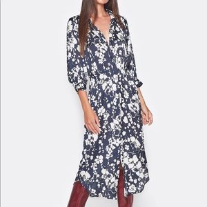 Emmalyn Floral Satin Midi Shirtdress